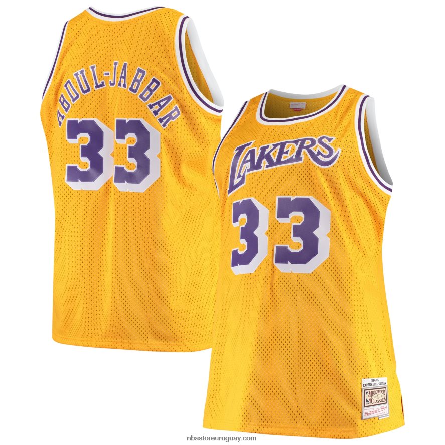 los angeles lakers kareem abdul-jabbar mitchell & ness gold big & tall hardwood classics jersey 6L080N866 NBA