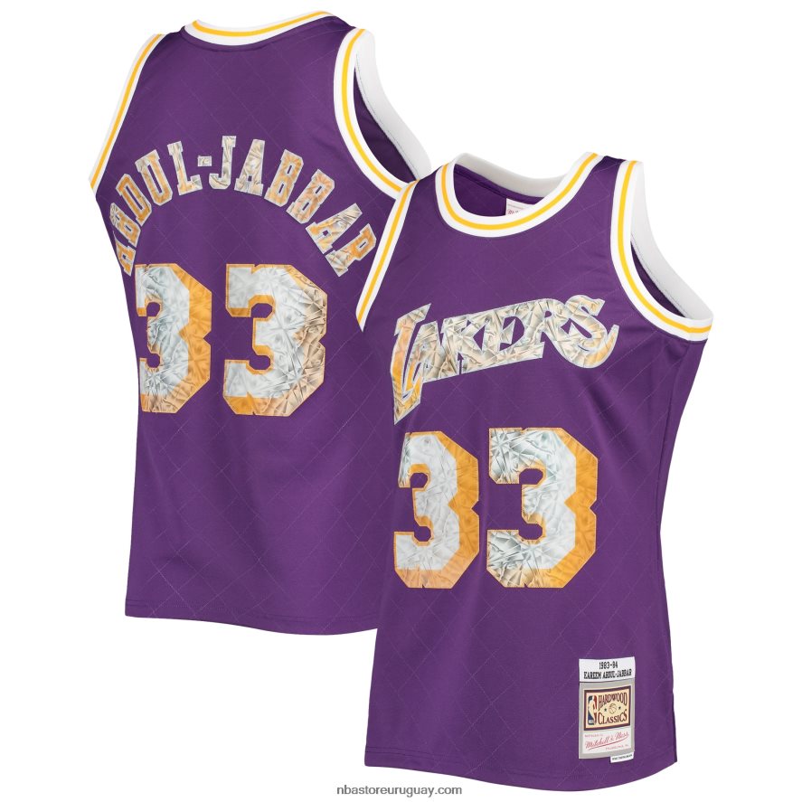 los angeles lakers kareem abdul-jabbar púrpura madera dura 75 aniversario diamante swingman jersey 6L080N1944 NBA