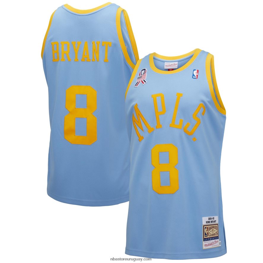 los angeles lakers kobe bryant mitchell & ness azul claro clásicos de madera dura auténtico jersey 6L080N353 NBA