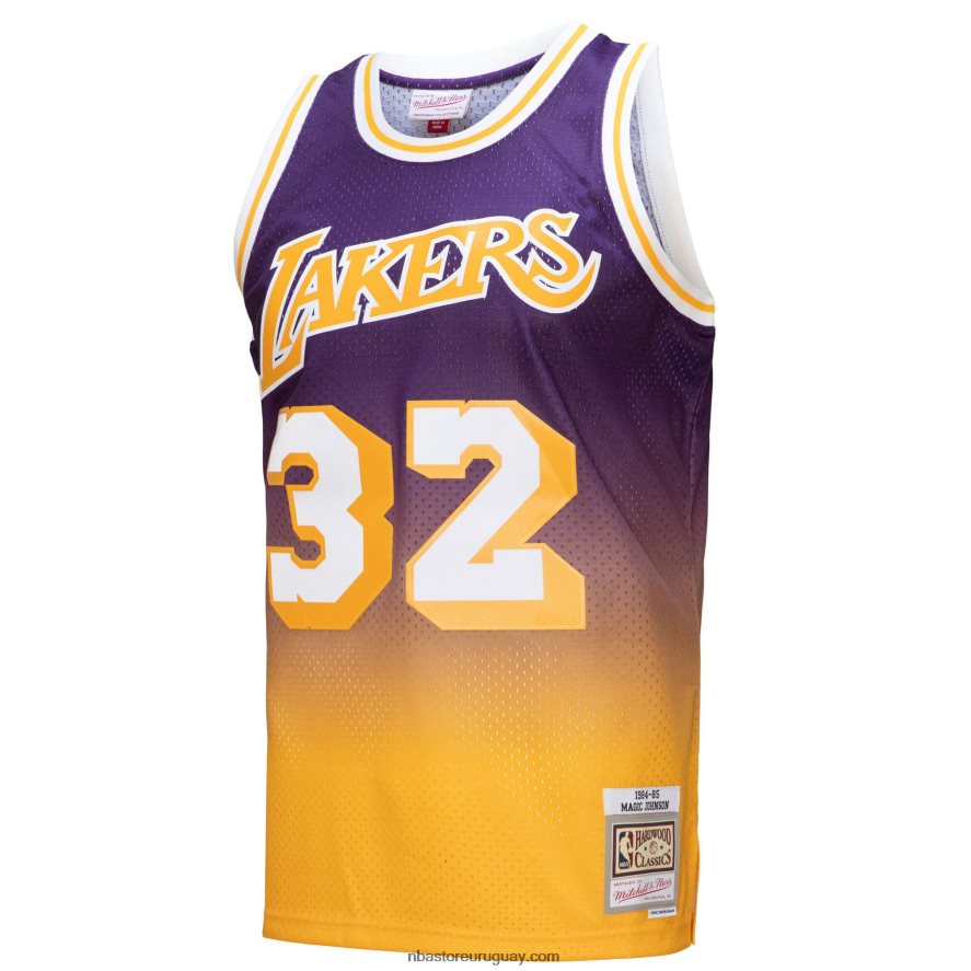 los angeles lakers magic johnson gold/purple hardwood classics fadeaway swingman player jersey 6L080N525 NBA