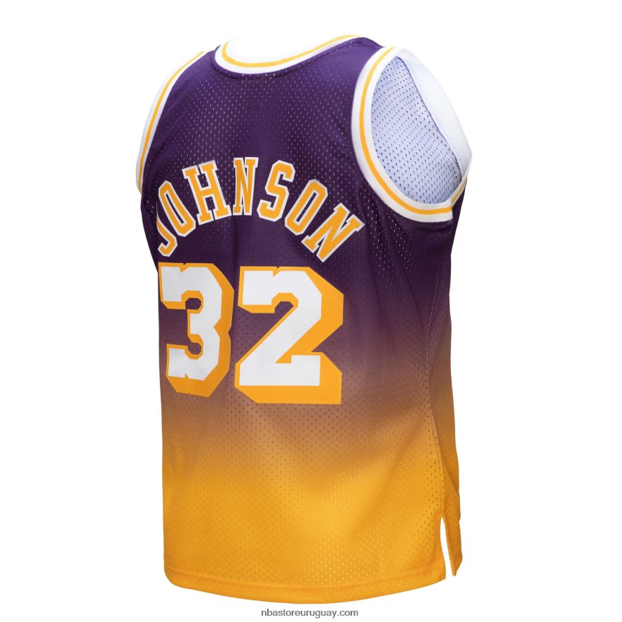 los angeles lakers magic johnson gold/purple hardwood classics fadeaway swingman player jersey 6L080N525 NBA