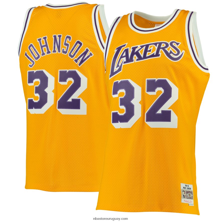 los angeles lakers magic johnson mitchell & ness gold hardwood classics swingman jersey 6L080N190 NBA