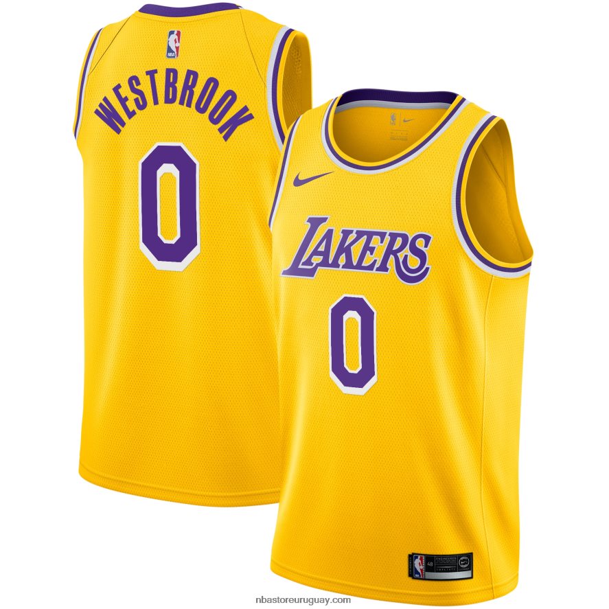 los angeles lakers russell westbrook nike oro swingman jugador camiseta 6L080N3897 NBA
