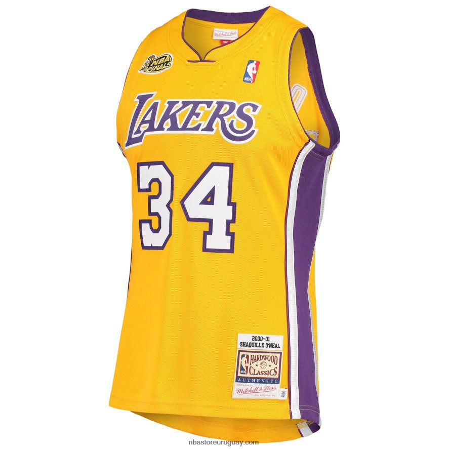 los angeles lakers shaquille o\'neal gold 2000 final hardwood classics jersey auténtico 6L080N3600 NBA