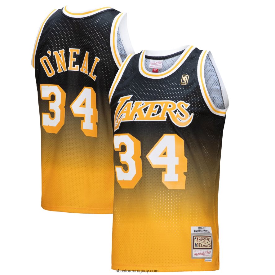 los angeles lakers shaquille o'neal oro / negro hardwood classics fadeaway swingman player jersey 6L080N8460 NBA