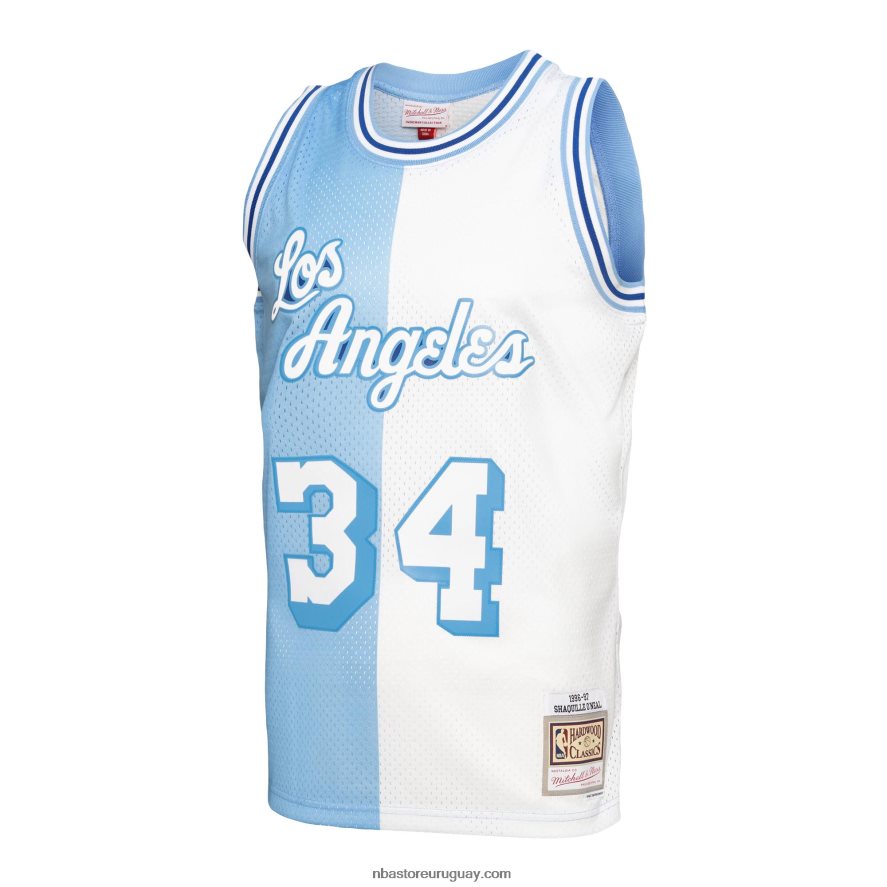 los angeles lakers shaquille o\'neal polvo azul / blanco grande y alto de madera dura split swingman jersey 6L080N594 NBA
