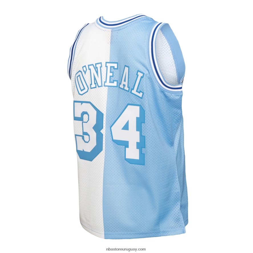 los angeles lakers shaquille o\'neal polvo azul / blanco grande y alto de madera dura split swingman jersey 6L080N594 NBA