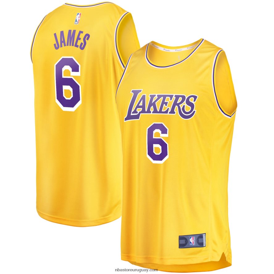 réplica de camiseta de los angeles lakers lebron james gold fast break 6L080N72 NBA