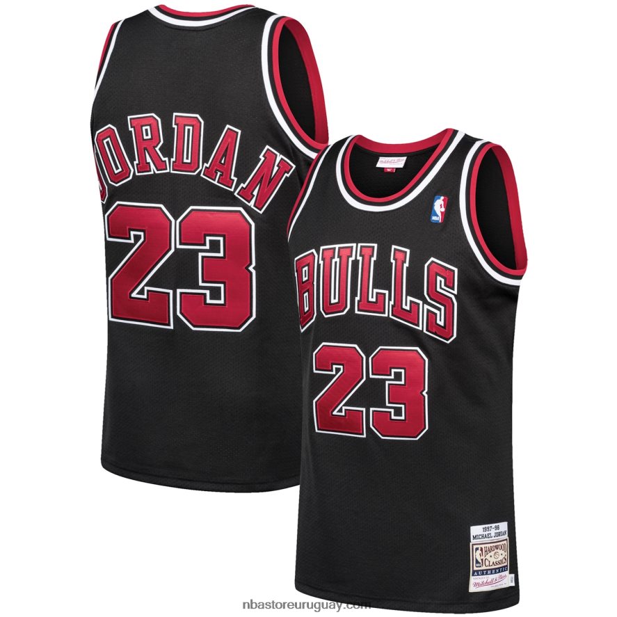 chicago bulls michael jordan mitchell & ness negro hardwood classics auténtico playera de jugador 6L080N11 NBA