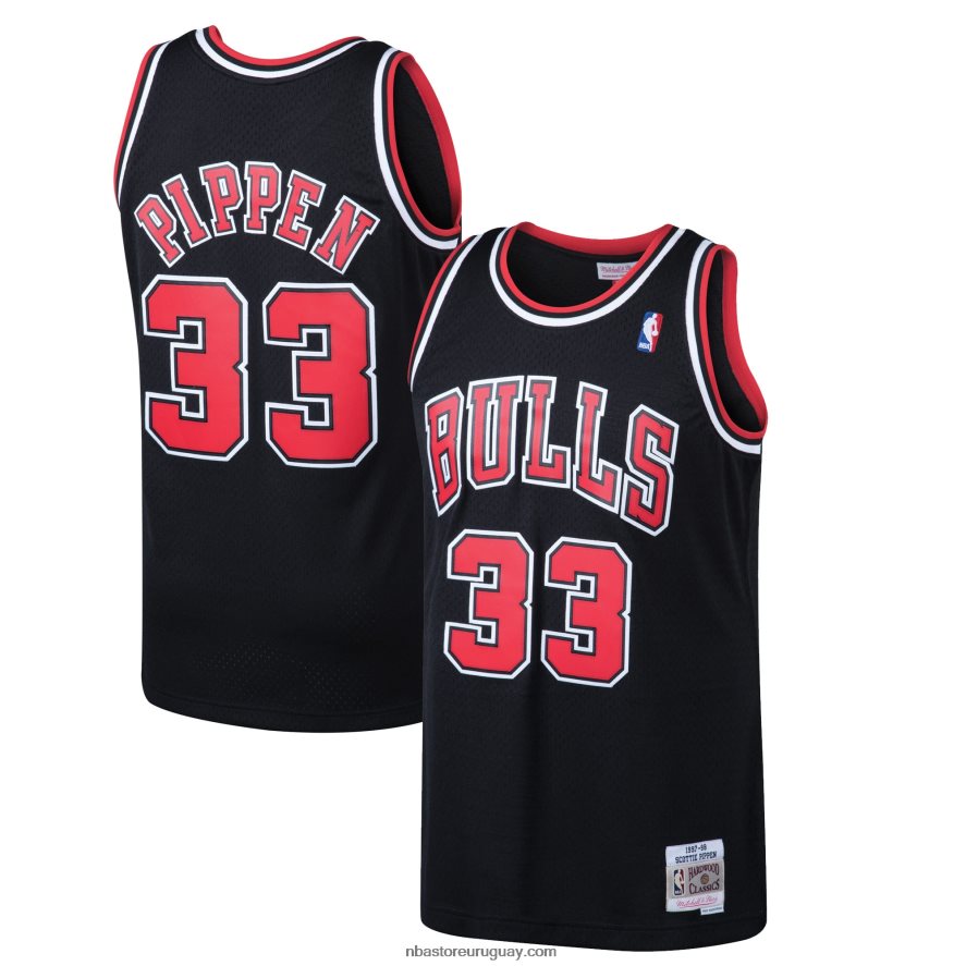 chicago bulls scottie pippen mitchell & ness negro hardwood classics swingman jersey 6L080N318 NBA