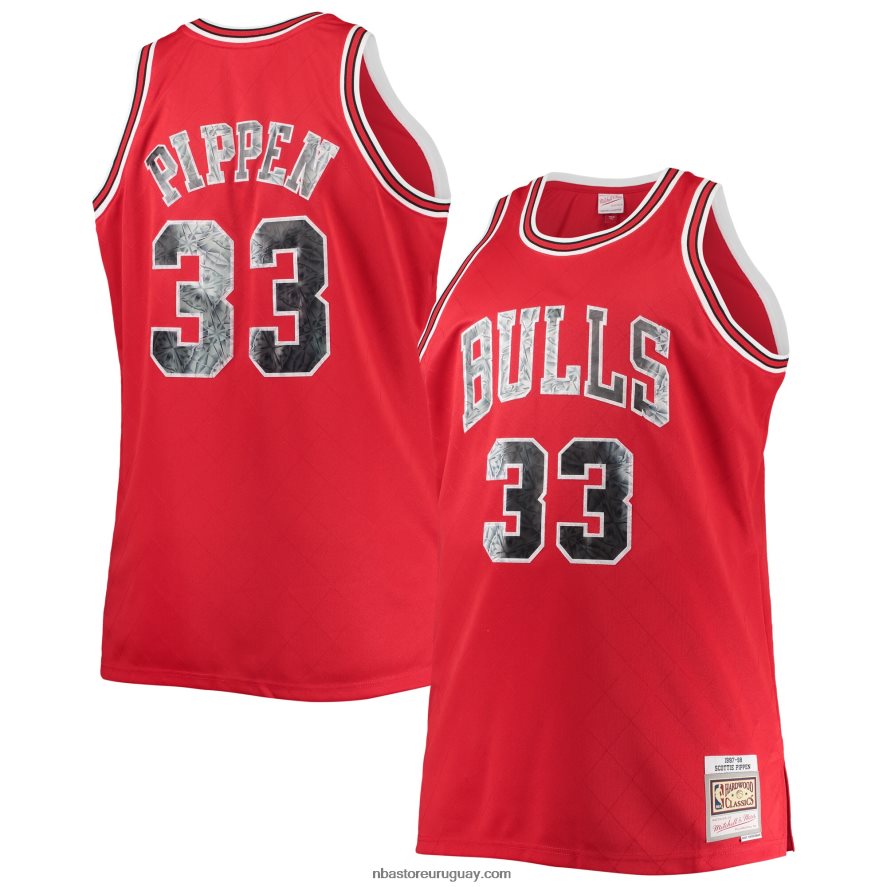 chicago bulls scottie pippen mitchell & ness rojo grande y alto 75 aniversario diamante swingman jersey 6L080N8136 NBA