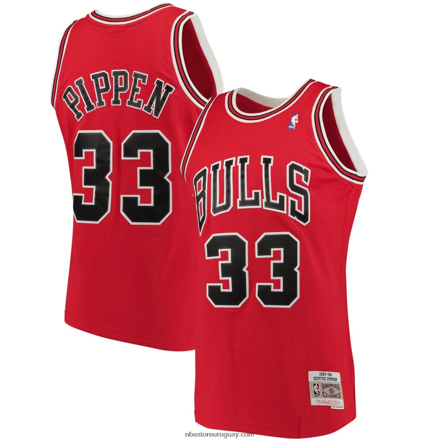 chicago bulls scottie pippen mitchell & ness rojo grande y alto clásico de madera dura jersey 6L080N6050 NBA