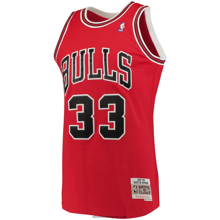 chicago bulls scottie pippen mitchell & ness rojo grande y alto clásico de madera dura jersey 6L080N6050 NBA