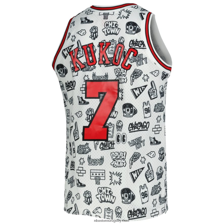 los toros de chicago toni kukoc mitchell & ness blancas de madera dura clásicas garabatos swingman jersey 6L080N1913 NBA