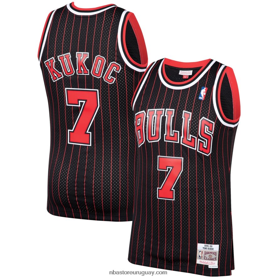 toros de chicago toni kukoc mitchell & ness clásico de madera dura negra camiseta de jugador swingman 6L080N748 NBA
