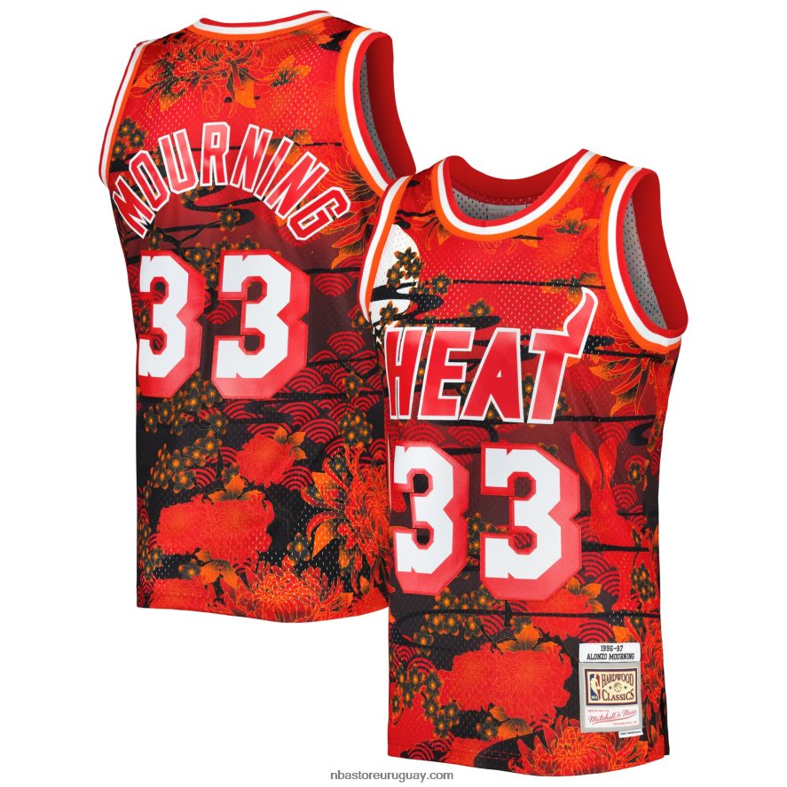 miami heat alonzo luto mitchell & ness rojo madera dura clásicos año nuevo lunar jersey swingman 6L080N3956 NBA