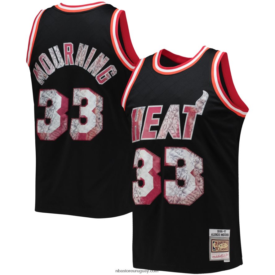 miami heat alonzo luto negro madera dura clásicos 75 aniversario diamante alero jersey 6L080N6392 NBA
