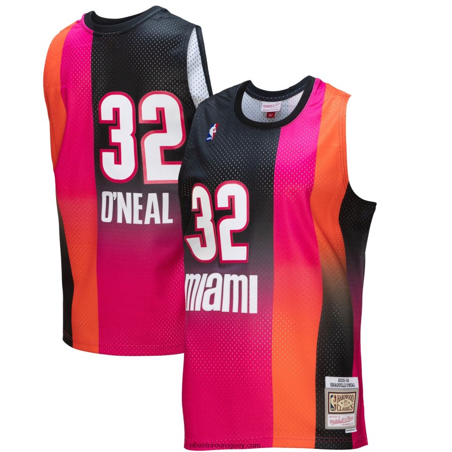 miami heat shaquille o'neal rosa / negro hardwood classics fadeaway swingman player jersey 6L080N7556 NBA