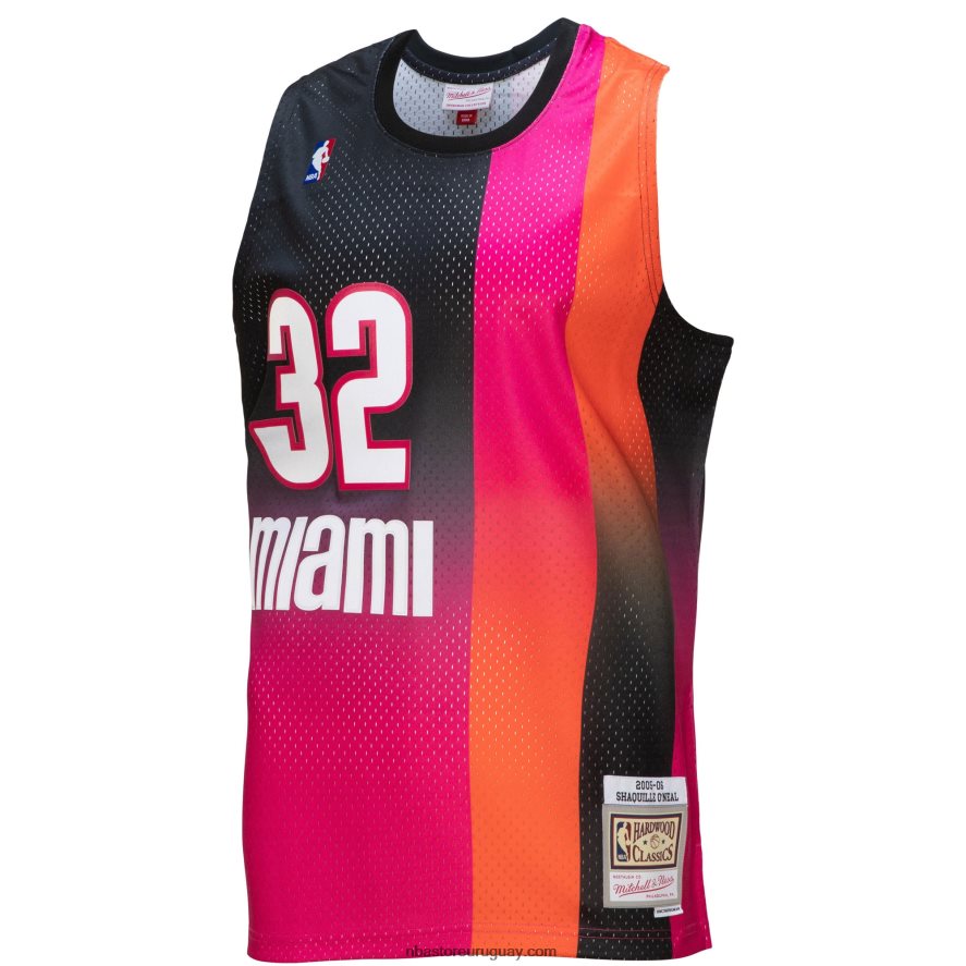 miami heat shaquille o\'neal rosa / negro hardwood classics fadeaway swingman player jersey 6L080N7556 NBA