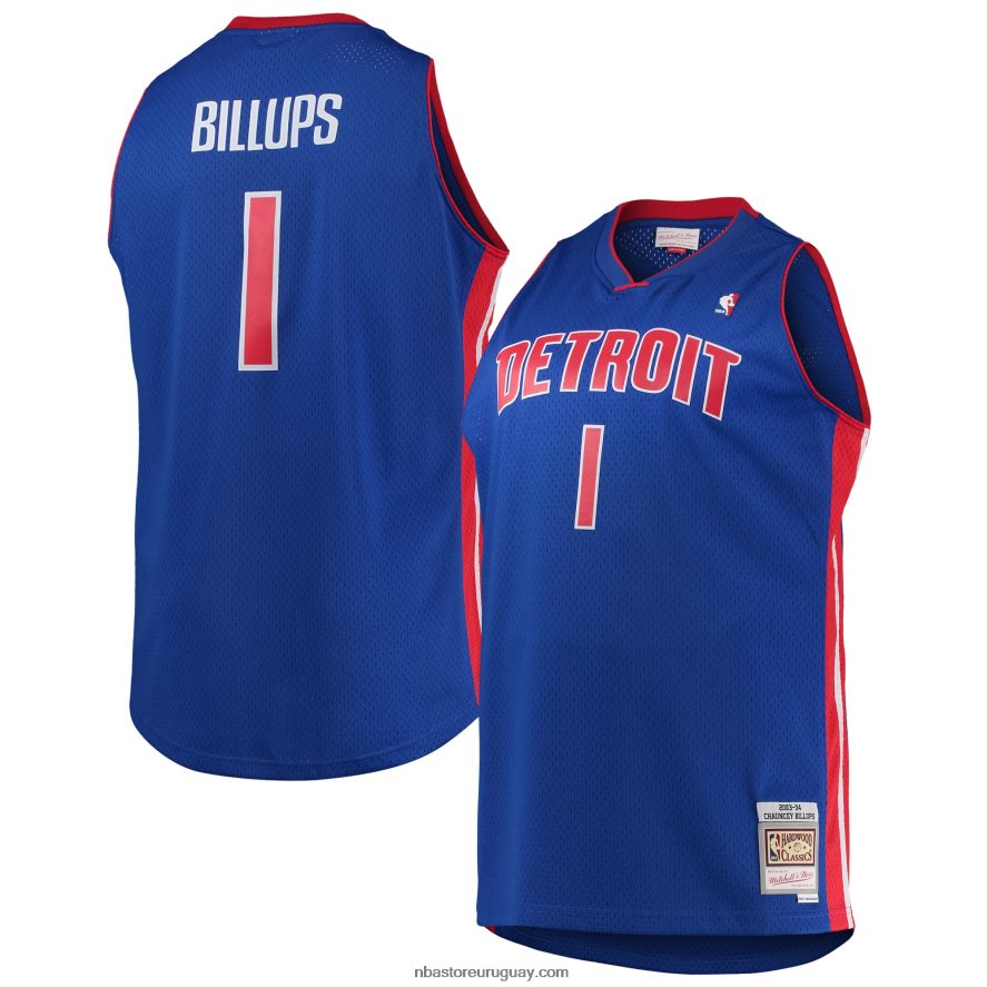 chauncey billups detroit pistons mitchell & ness azul grande y alto clásico de madera dura swingman jersey 6L080N7598 NBA