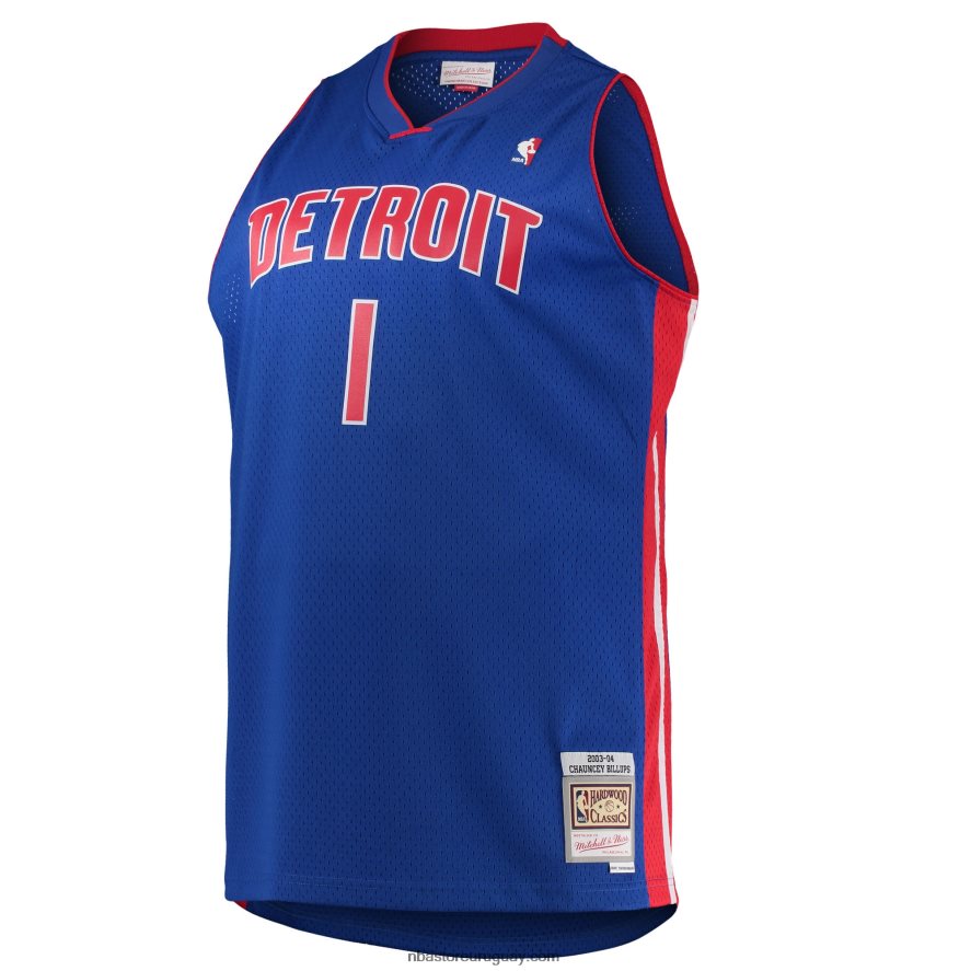 chauncey billups detroit pistons mitchell & ness azul grande y alto clásico de madera dura swingman jersey 6L080N7598 NBA