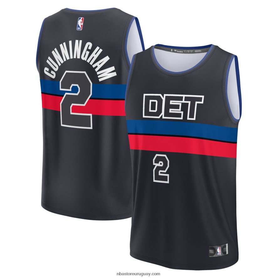 detroit pistons cade cunningham camiseta negra de jugador de descanso rápido 6L080N259 NBA