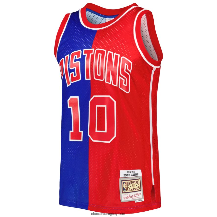 detroit pistons dennis rodman azul/rojo hardwood classics 1988-89 split swingman jersey 6L080N1973 NBA