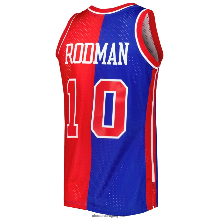 detroit pistons dennis rodman azul/rojo hardwood classics 1988-89 split swingman jersey 6L080N1973 NBA