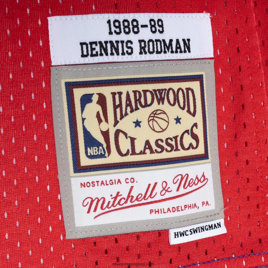 detroit pistons dennis rodman azul/rojo hardwood classics 1988-89 split swingman jersey 6L080N1973 NBA
