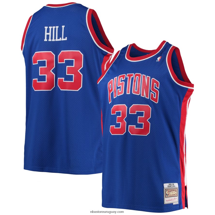 grant hill detroit pistons mitchell & ness azul grande y alto clásico de madera dura swingman jersey 6L080N5303 NBA