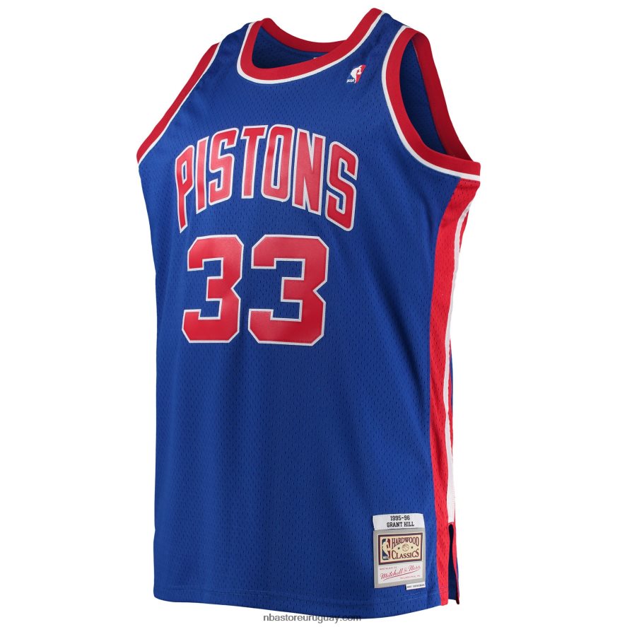 grant hill detroit pistons mitchell & ness azul grande y alto clásico de madera dura swingman jersey 6L080N5303 NBA