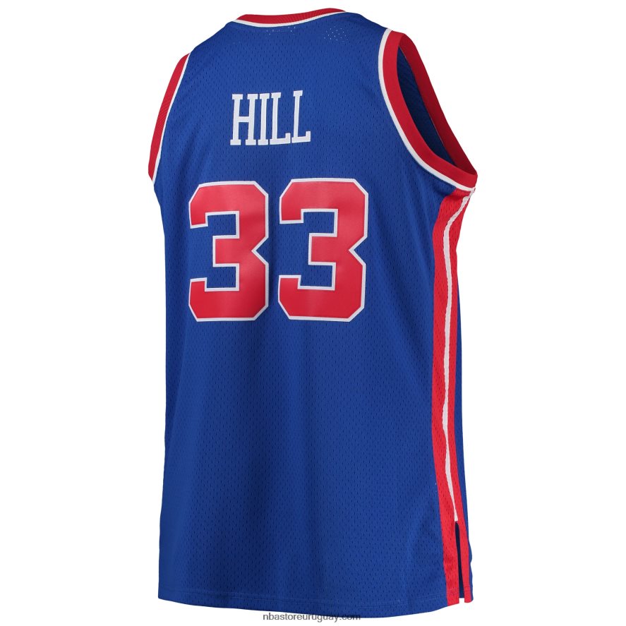 grant hill detroit pistons mitchell & ness azul grande y alto clásico de madera dura swingman jersey 6L080N5303 NBA