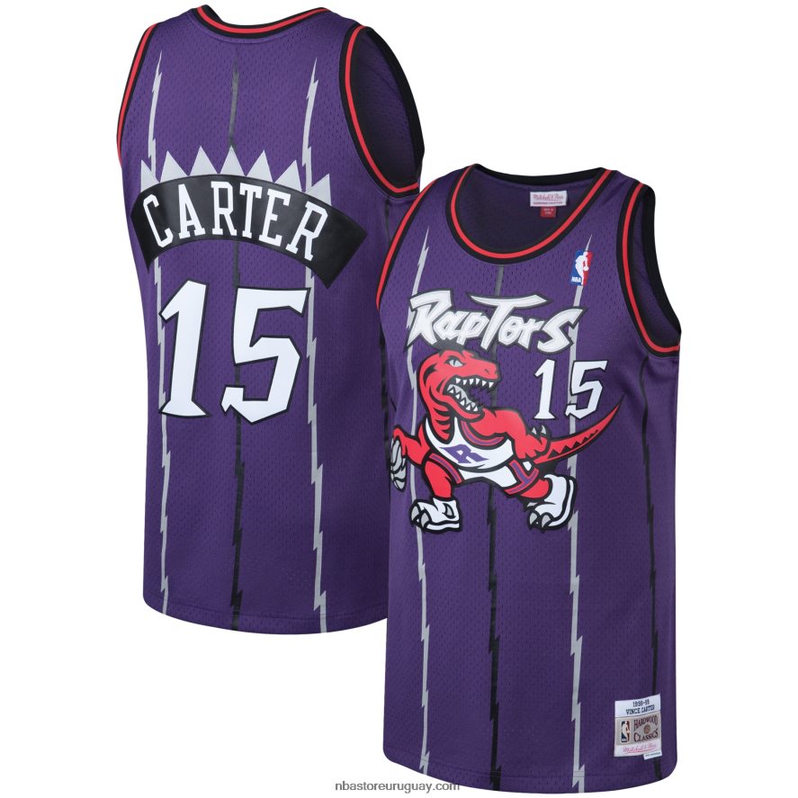 toronto raptors vince carter mitchell & ness púrpura grande y alto clásico de madera dura jersey 6L080N2188 NBA