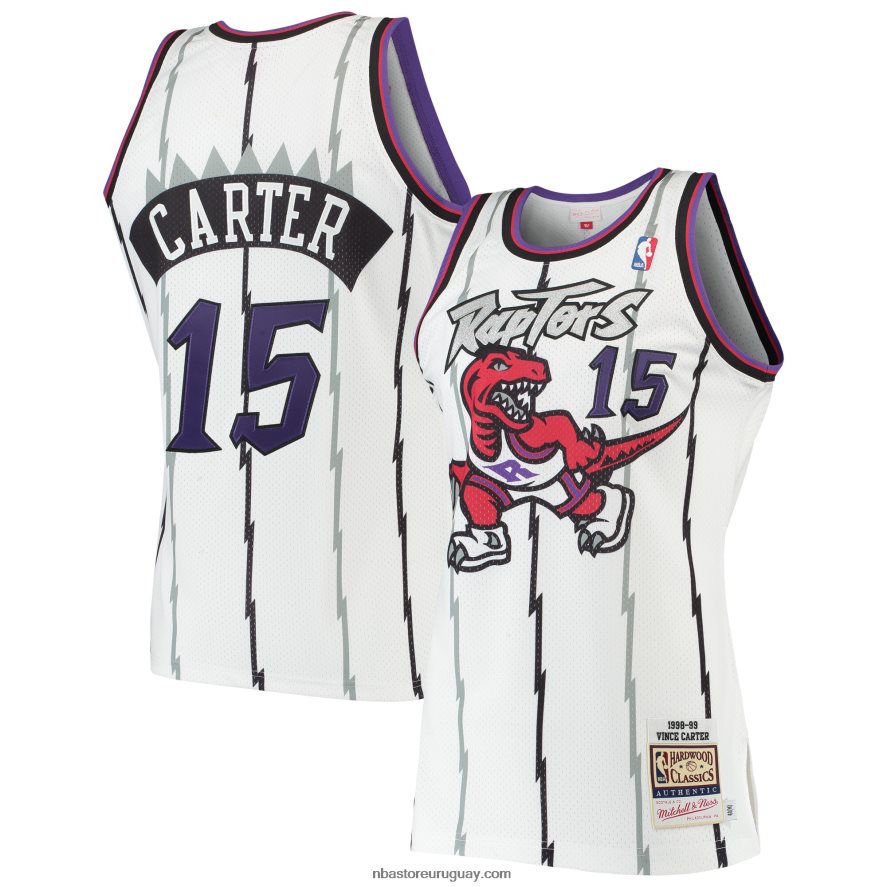 toronto raptors vince carter mitchell & ness white hardwood classics jersey auténtico 6L080N1712 NBA