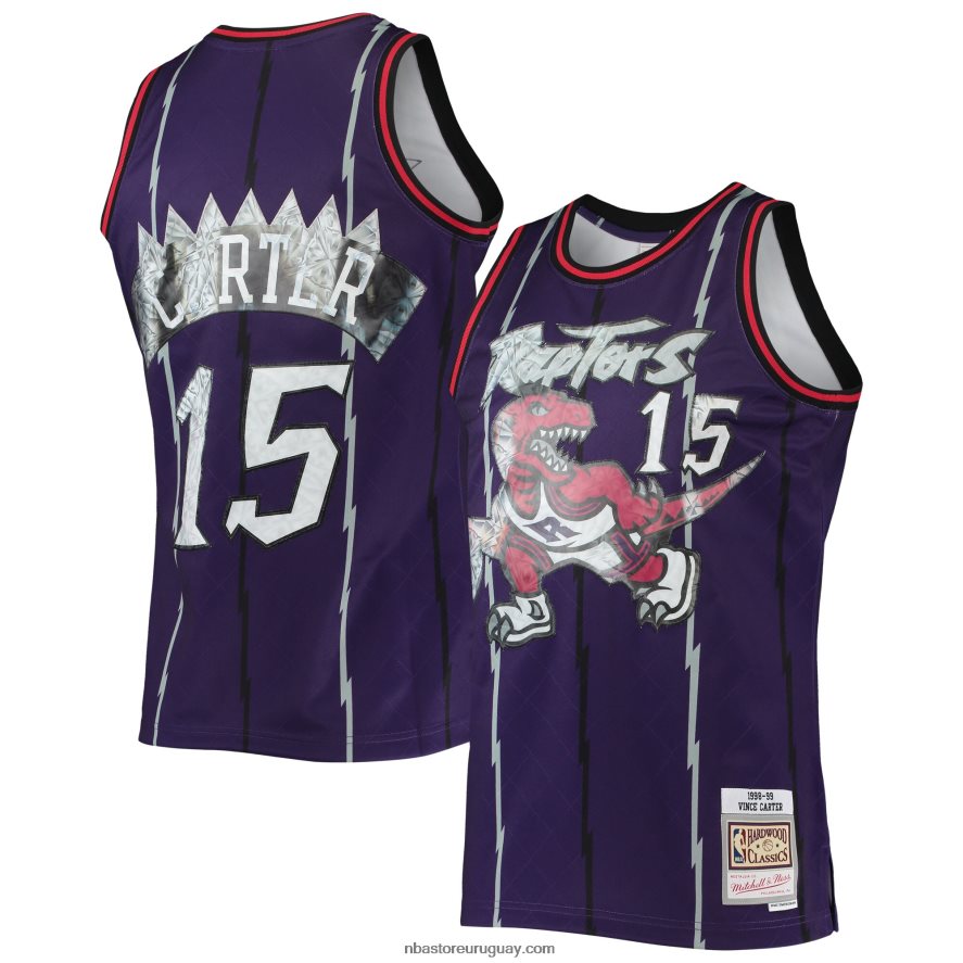 toronto raptors vince carter púrpura madera dura clásicos 75 aniversario diamante swingman jersey 6L080N4632 NBA