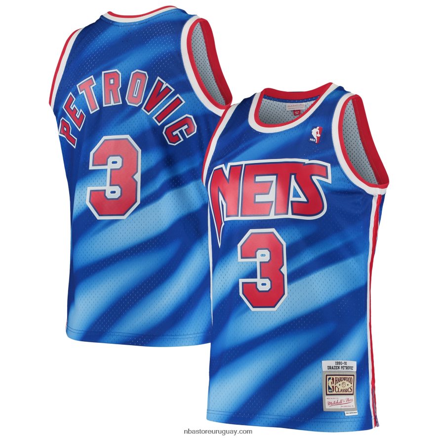 new jersey nets drazen petrovic mitchell & ness azul 1990-91 hardwood classics swingman jersey 6L080N2893 NBA