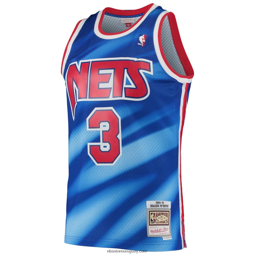 new jersey nets drazen petrovic mitchell & ness azul 1990-91 hardwood classics swingman jersey 6L080N2893 NBA