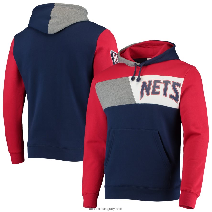 new jersey nets mitchell & ness azul marino hardwood classics colorblock sudadera con capucha 6L080N6683 NBA
