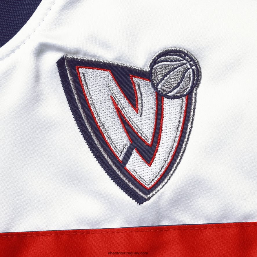 new jersey nets mitchell & ness azul marino hardwood classics script satén full-snap chamarra 6L080N7361 NBA
