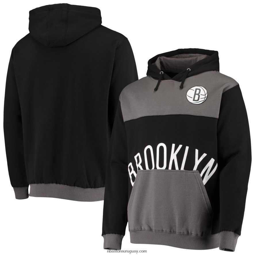 new jersey nets sudadera con capucha de gran tamaño en tono negro/gris 6L080N5738 NBA