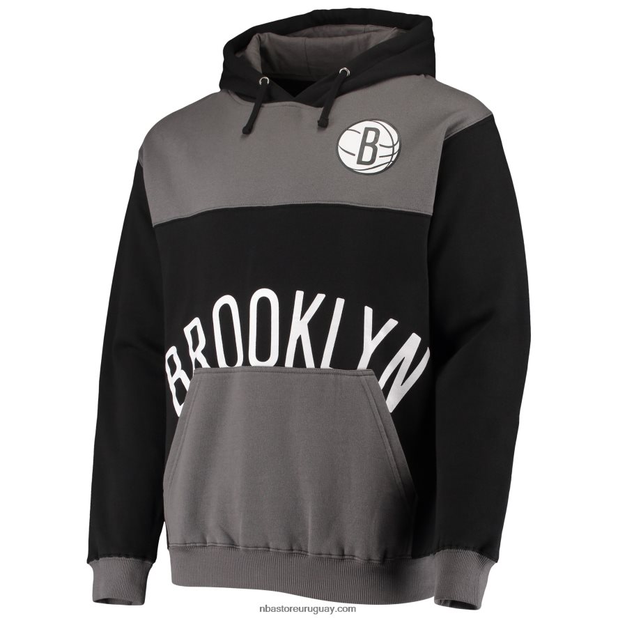 new jersey nets sudadera con capucha de gran tamaño en tono negro/gris 6L080N5738 NBA