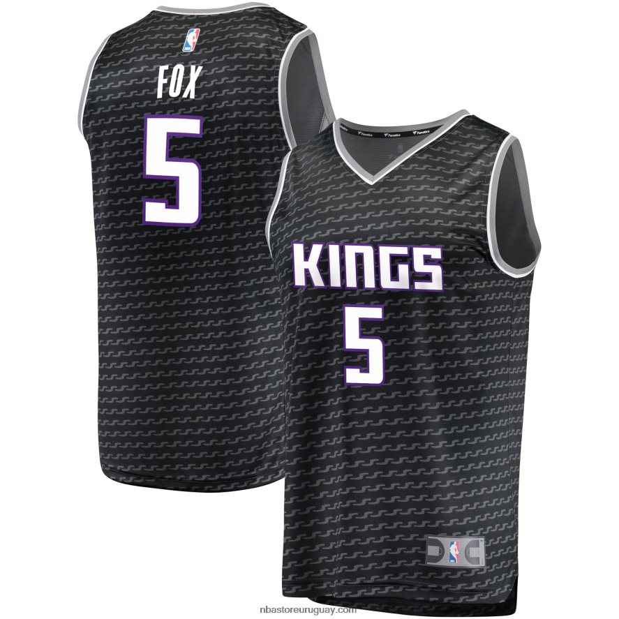Camiseta Sacramento Kings De'aaron Fox Réplica Fast Break Negra 6L080N3184 NBA