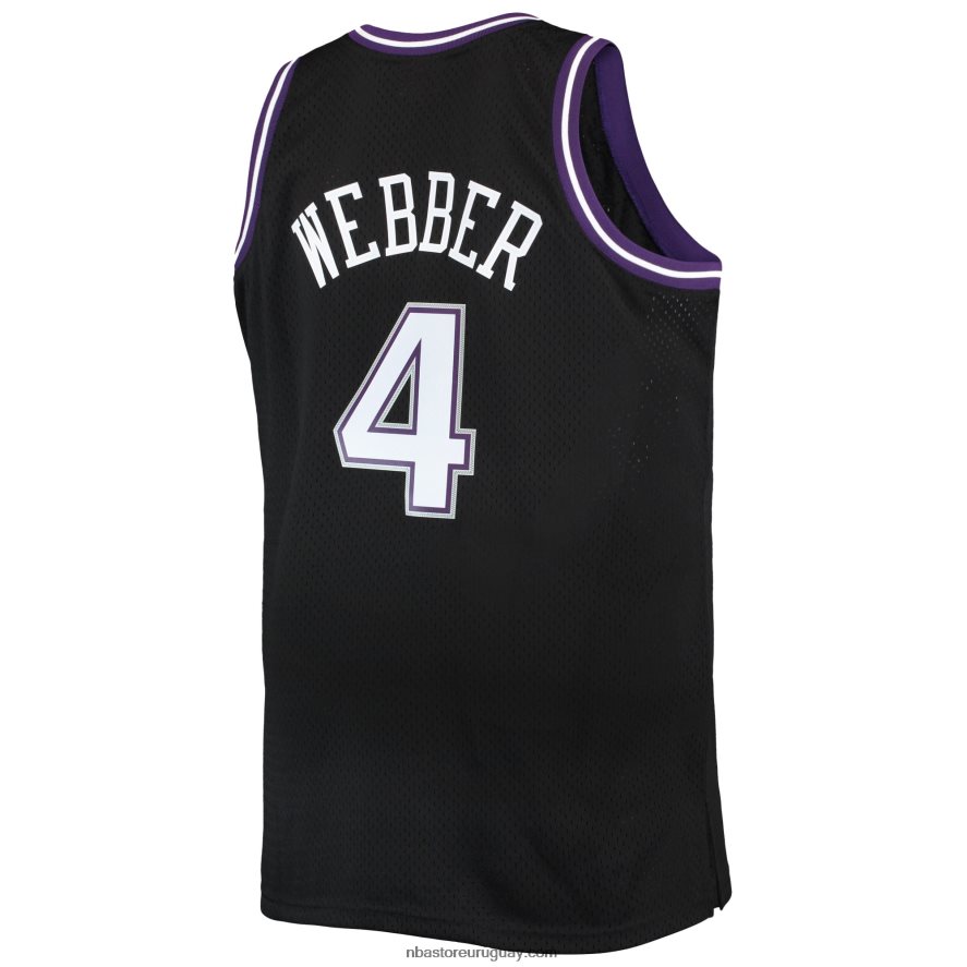 sacramento kings chris webber mitchell & ness negro grande y alto clásico de madera dura jersey swingman 6L080N5721 NBA
