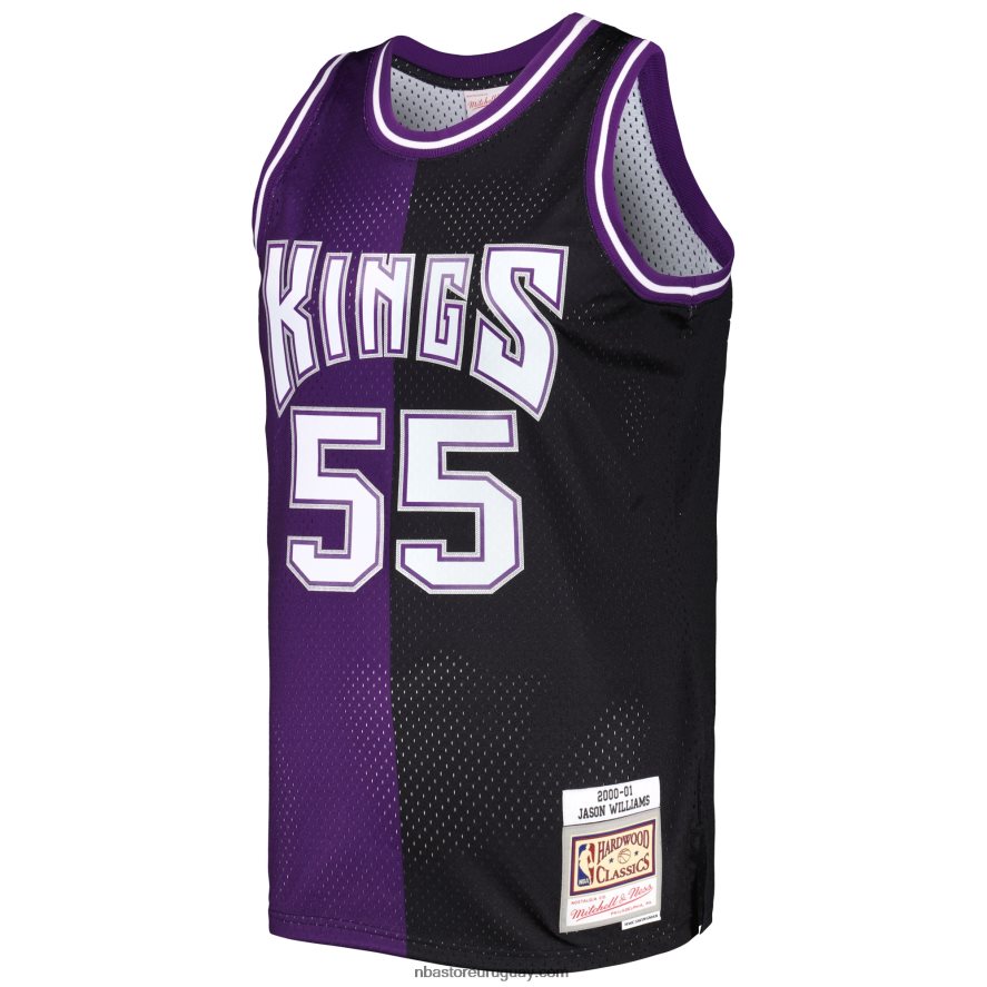 sacramento kings jason williams mitchell & ness púrpura / negro hardwood classics split swingman jersey 6L080N1468 NBA