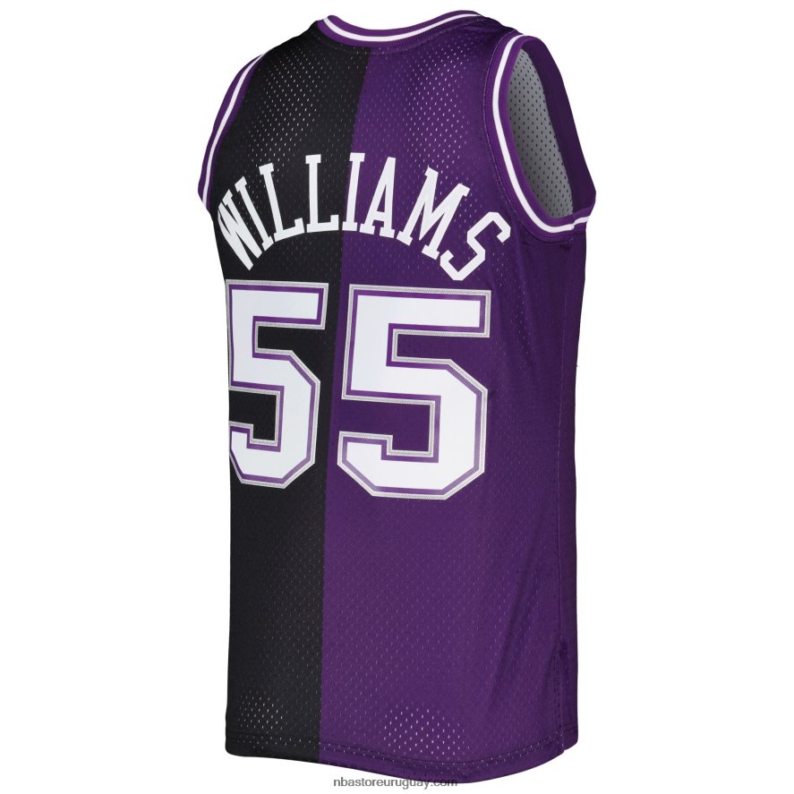 sacramento kings jason williams mitchell & ness púrpura / negro hardwood classics split swingman jersey 6L080N1468 NBA