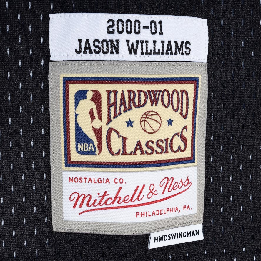 sacramento kings jason williams mitchell & ness púrpura / negro hardwood classics split swingman jersey 6L080N1468 NBA