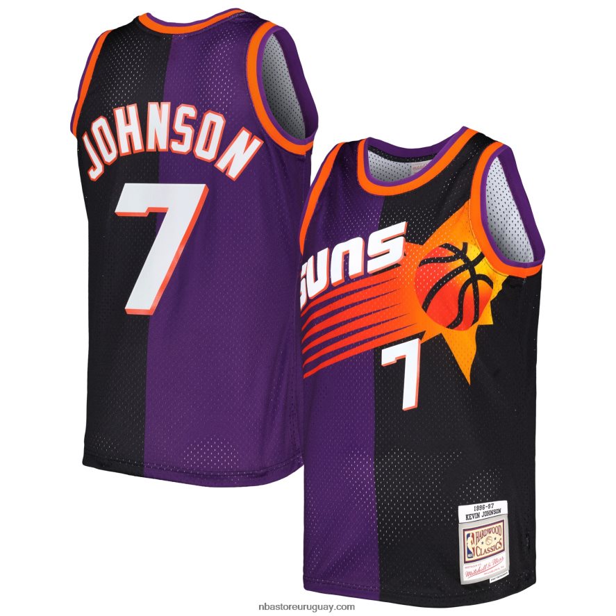 phoenix suns kevin johnson mitchell & ness púrpura / negro hardwood classics split swingman jersey 6L080N5454 NBA