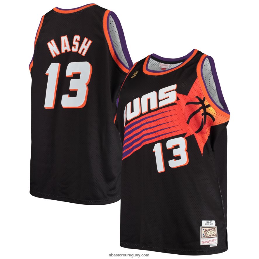 phoenix suns steve nash mitchell & ness negro grande y alto clásico de madera dura jersey 6L080N597 NBA