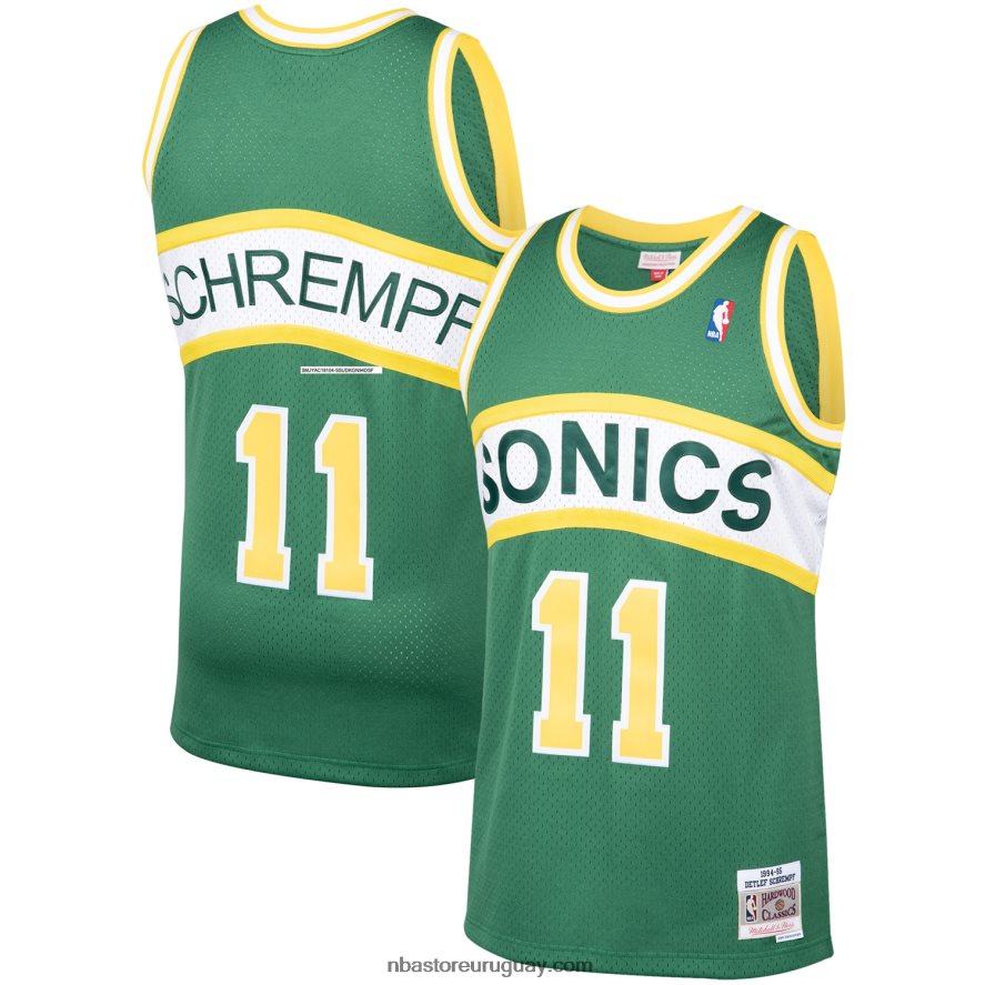 seattle supersonics detlef schrempf mitchell & ness verde madera dura clásicos alero player jersey 6L080N2887 NBA