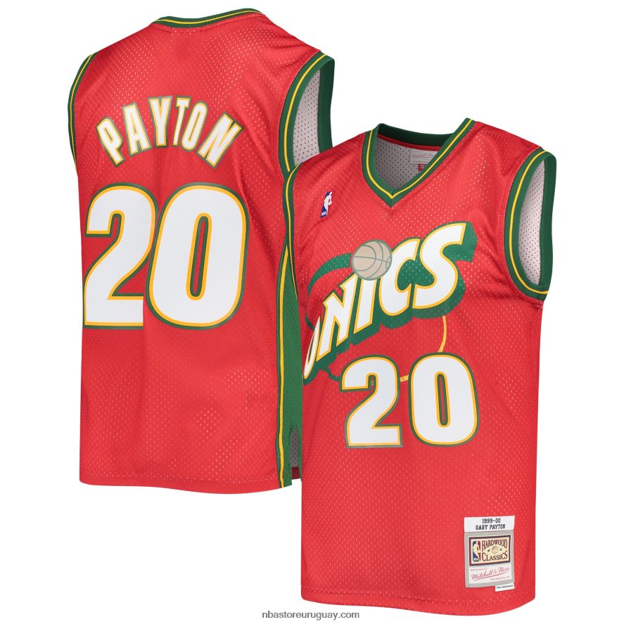 seattle supersonics gary payton rojo 1999-2000 auténticos clásicos de madera dura jersey swingman 6L080N2821 NBA